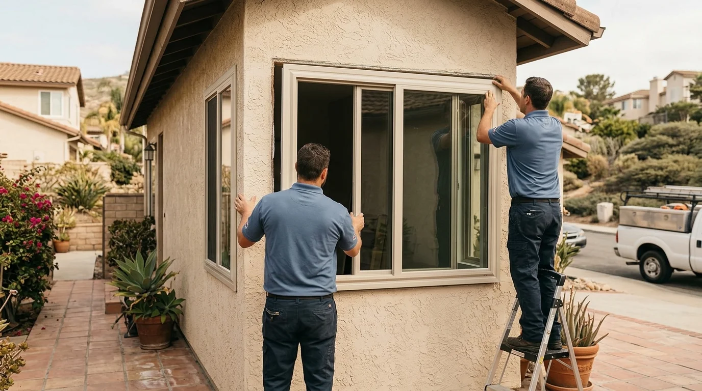 Casement and sliding windows in a San Diego home