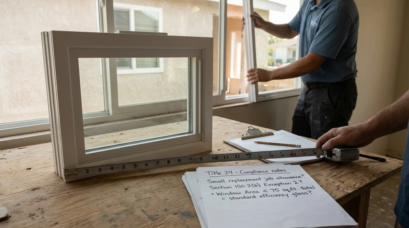 Tape measure beside a residential replacement window