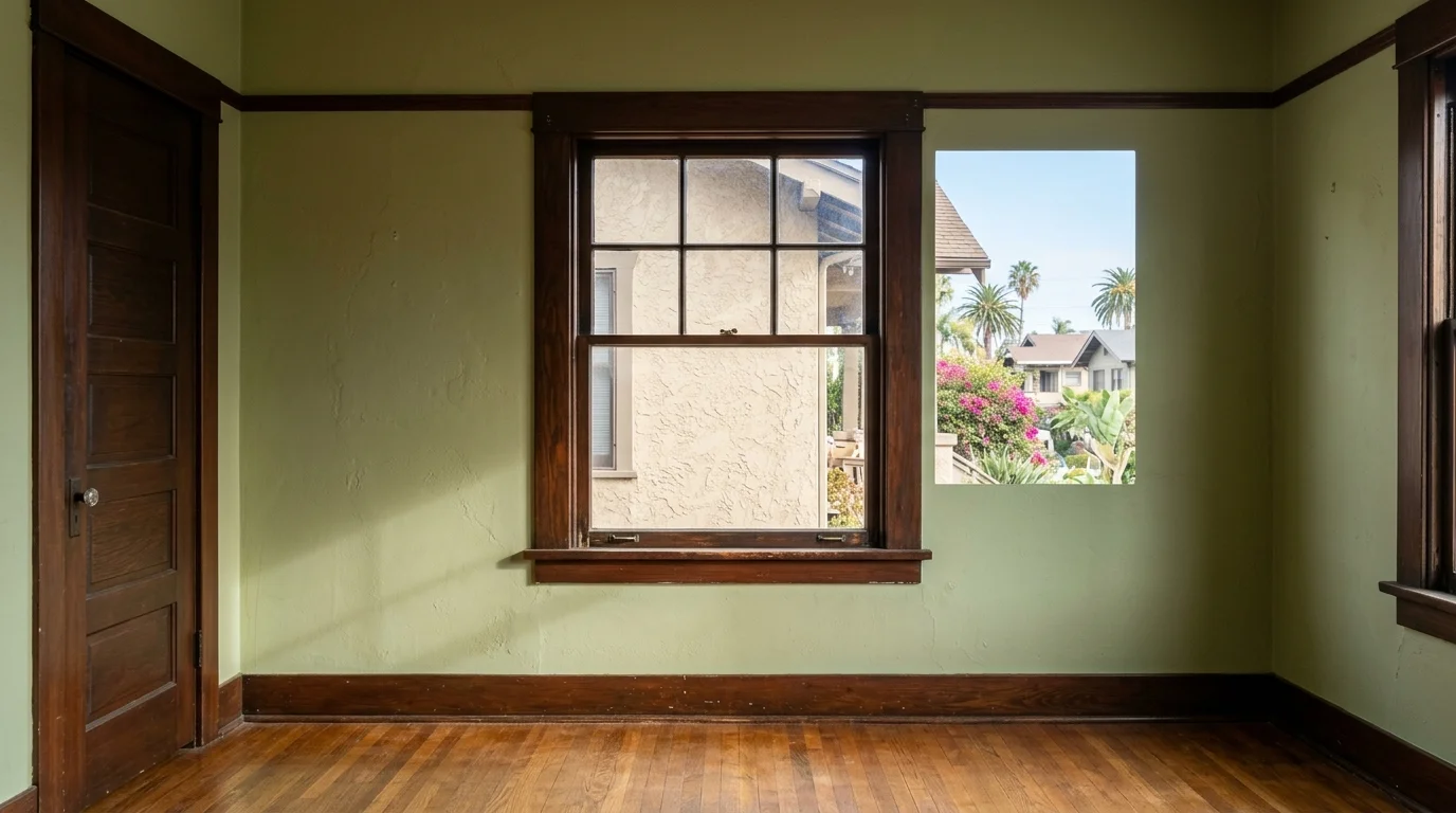 Hung window sash on a San Diego cottage that will not stay open in the frame